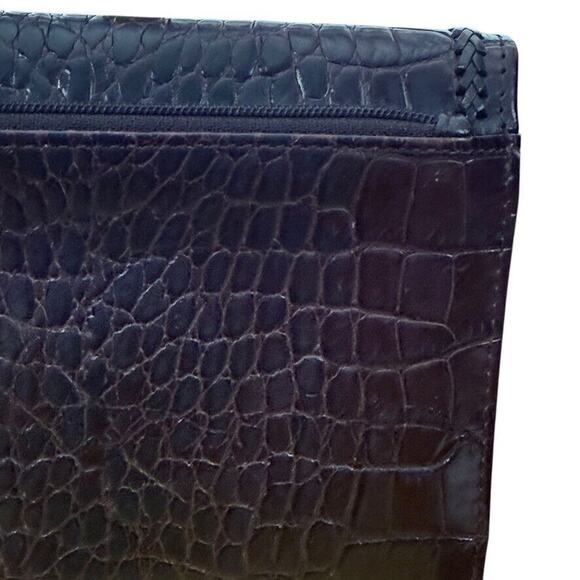 Brighton Womens Brown Croc Print Flap Wallet Bi-Fold Leather Card Holder - Picture 7 of 16